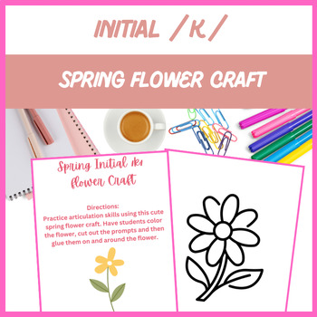 Preview of Spring Flower Initial /k/ Craft - Articulation, Speech | Digital Resource