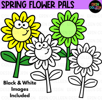 spring flower clip art black and white