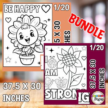 Preview of Spring Flower Positive Quotes Collaborative Coloring Craft Bulletin Board Bundle