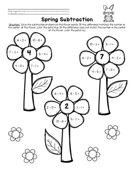 Spring Flower Subtraction by Elementary Basics | TPT
