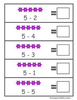 Preview of Spring- Flower- Subtraction from 9 or fewer- File Folder Activities