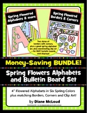 Spring Flowers—Alphabet Set plus Borders and Corners for E