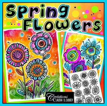 Preview of Spring Flowers - Art Lesson - Mother's Day - Valentine's Day - Craft Activity