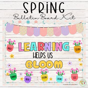Preview of Spring Flowers Blooming Bulletin Board Kit or Door Decor
