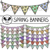 Spring Flowers Bunting Banner Clip Art