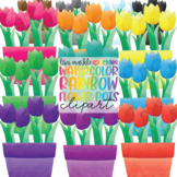 Spring Flowers Clipart Watercolor Rainbow - Tulip Clipart 