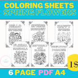 Spring Flowers Coloring Sheets