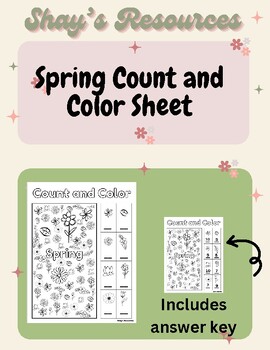 Preview of Spring Flowers Count and Color Sheet: Perfect for Early Finishers