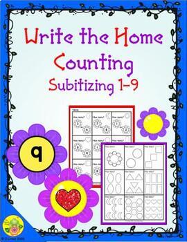Preview of Spring Flowers Counting 1-9 (Subitizing) Write the Home | Distance Learning