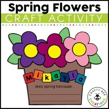 Preview of Spring Flowers Name Craft Template June Door Decor Kindergarten Preschool Art