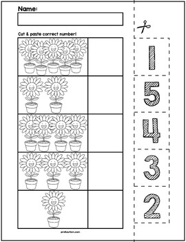 Spring Flowers Cut & Match Worksheets | Numbers 1-5 by preKautism