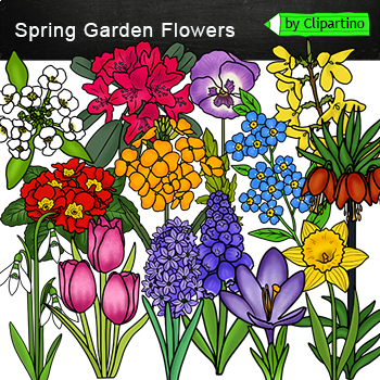 Preview of Spring Flowers Garden Clip Art Commercial use