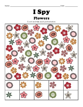 Preview of Spring Flowers I Spy | Count and Color | Math and Graphing Activities