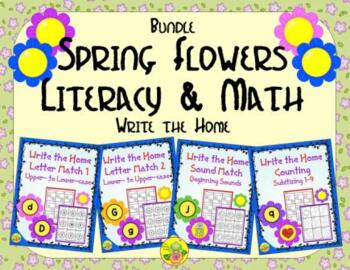 Preview of Spring Flowers Literacy and Math Bundle | Distance Learning
