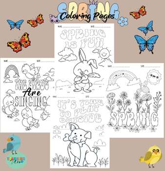 Preview of Spring Flowers & Sayings Coloring Sheets - 12 Designs-Spring Coloring Pages