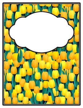 Preview of Spring Flowers Tulips Binder Cover and Spines, Back to School