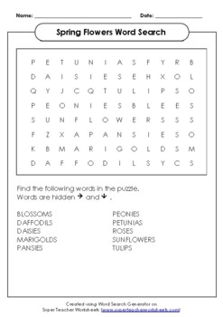 Spring Flowers Word Search! by Ivory Butler | TPT