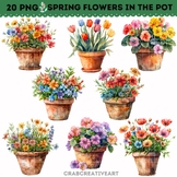 Spring Flowers in the pot Clipart, Spring Flower Pot PNG, 