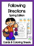 Spring Following Directions Cards and Coloring Sheets