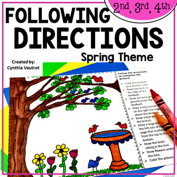 Preview of Spring Following Directions Written and Verbal Listening Comprehension Skills