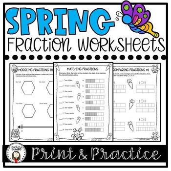 Preview of Spring Fraction Worksheets