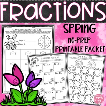 Preview of Spring Fractions Activities Worksheets
