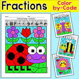 Spring Color by Fractions Worksheets - Halves, Thirds, Fou