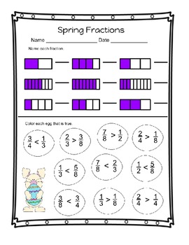 Preview of Spring Fractions - Identify, Compare, Order