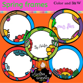 Spring Frames clip art - Color and black/white- FREE!!