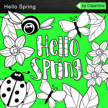Preview of Spring Free Clipart Black White