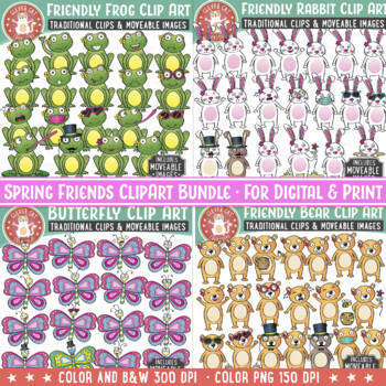 Preview of Spring Friends Clipart Bundle - Includes Moveable Images