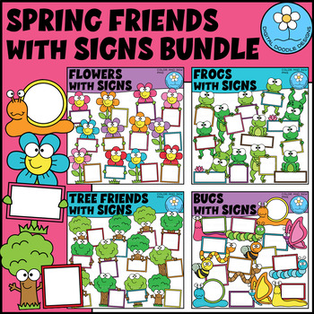 Preview of Spring Friends with Signs Clipart Bundle