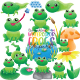 Spring Frog Life Cycle Pond Clipart Watercolor - Frog Amph