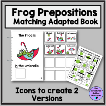 Preview of Spring Frog Prepositions Matching Adapted Book for Autism and Special Education