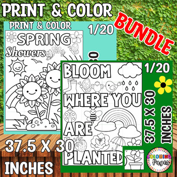 Preview of Spring Fun Decor Activities Collaborative Coloring Bulletin Board Poster Bundle