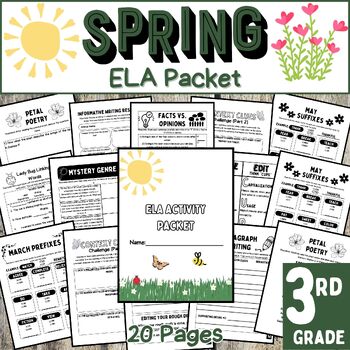 Preview of Spring Fun ELA Activities Packet (3rd Grade)- Early Finishers/Morning Work/Etc.