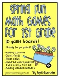 Spring Fun Math Games for 1st Grade - Ten April and May board games