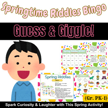 Preview of Spring Game Riddles Bingo: Fun Activity for Sprouts (PreK-1) - Boost Vocabulary