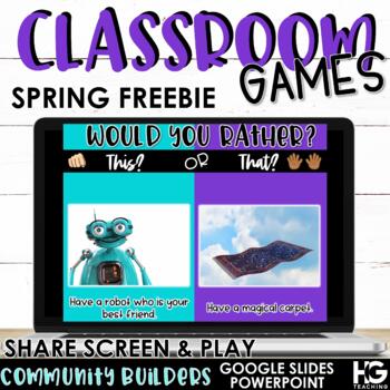 Preview of Classroom Games FREEBIE | Would You Rather? | Wave Like Crazy