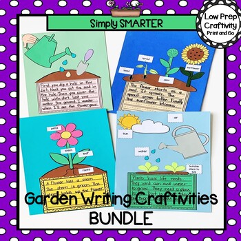 Preview of Spring Garden Cut And Paste Writing Craftivities Bundle