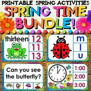 Preview of Spring Garden Growing Bundle with Printable Activities & Digital Boom Card Decks