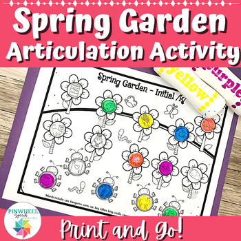 Preview of Spring Garden Flowers Printable Speech Therapy Articulation Activity No Prep