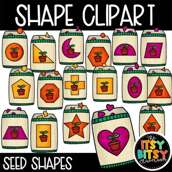 Preview of Spring Garden Vegetable Seed Shapes Clipart with 17 2D SHAPES Included