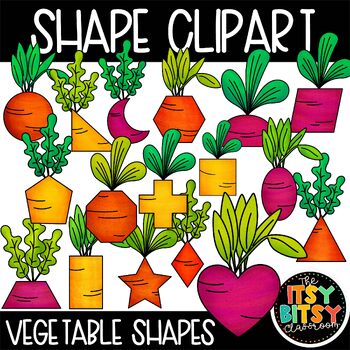 Preview of Spring Garden Vegetable Shapes Clipart with 17 2D SHAPES Included