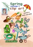Spring/Garden package 2 clip art colored/b&w,  watercolors