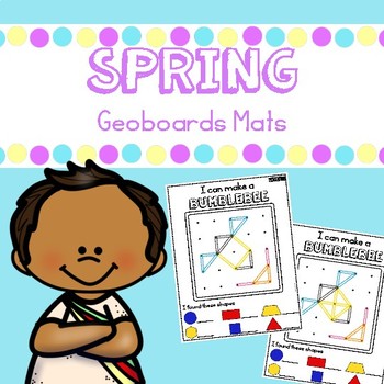 Preview of Spring Geoboards Task Cards and Mats
