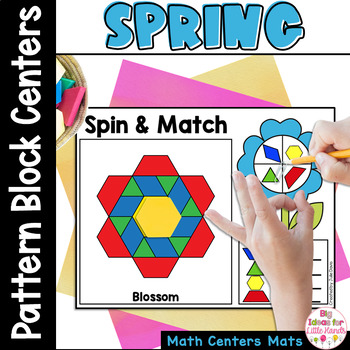 Preview of Spring Pattern Block Mats Kindergarten Math Center Activity & Game March April