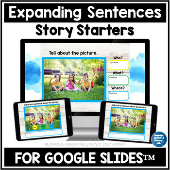 Preview of Spring Google Classroom | Expanding Sentences | WH Question Visuals |Writing