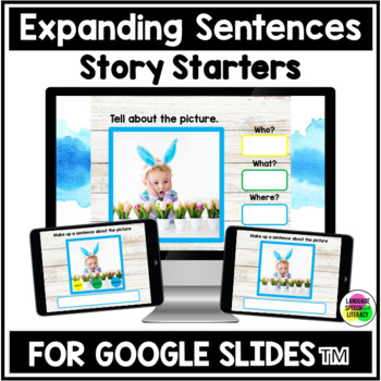 Preview of Spring Google Classroom Spring Speech Therapy | Real Photos | Writing Prompts