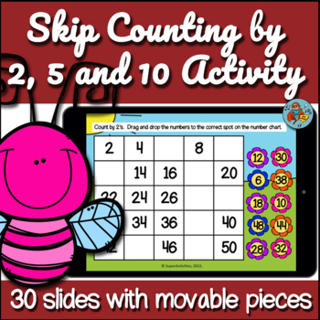 Preview of Spring Google Slides, Skip Counting by 2, 5 and 10 Activity, Digital Centers